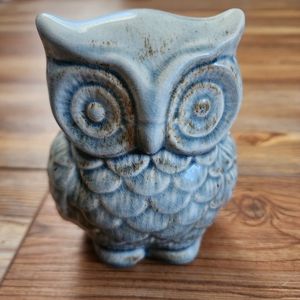 Ceramic Owl Blue Gray 6"